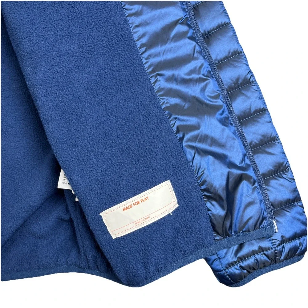 Cat &‎ Jack Youth Full Zip Hooded Fleece Quilted Puffer Jacket Glossy Blue Large